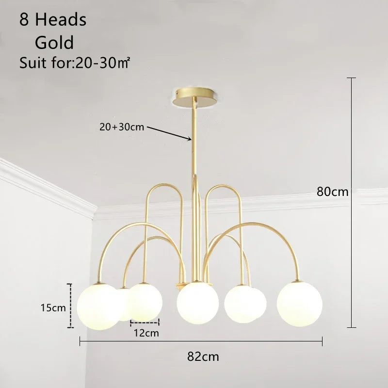 Postmodern Magic Beans Milky Glass Ball Ceiling Chandelier for Kitchen Island Dining Table Living Bar Indoor LED Decor Lighting