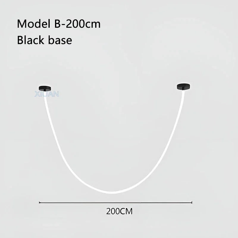 2025 360 Degree Lighting Living Room Pendant Lamp High Loft Line Chandelier Light Silicone Tube Kitchen Dining Table Hanging Lam