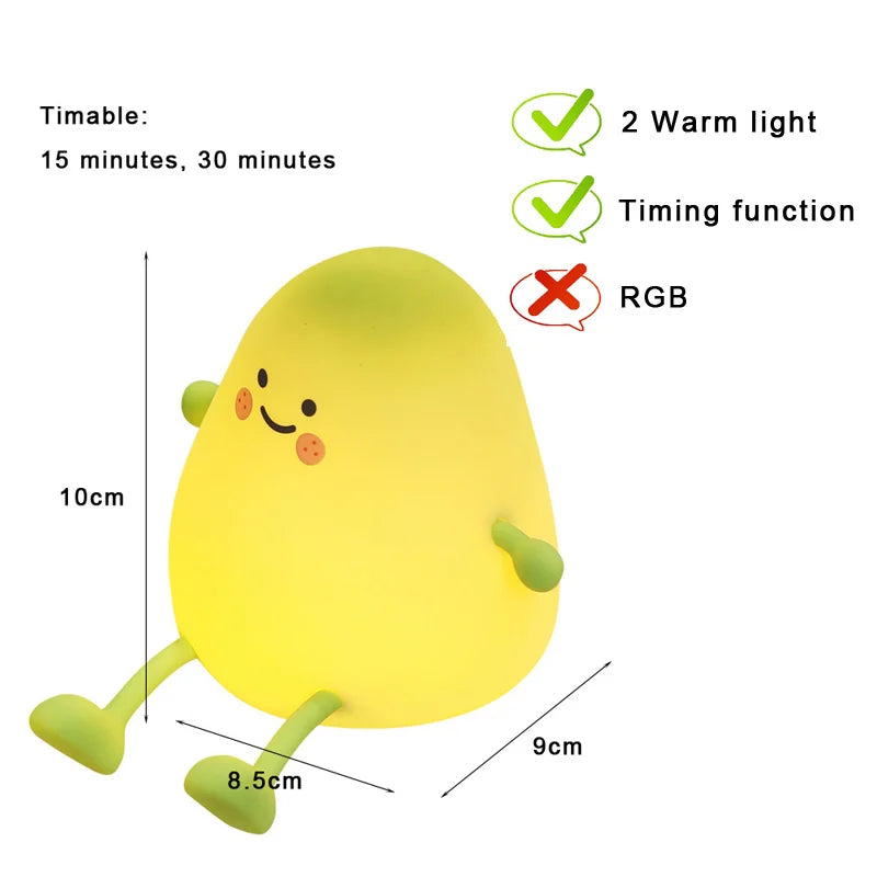 LED Night Lights for Children Bedroom Cute Animal Mango Capybara Lamp Touch Sensor Dimmable USB Rechargeable RGB Timing Gift