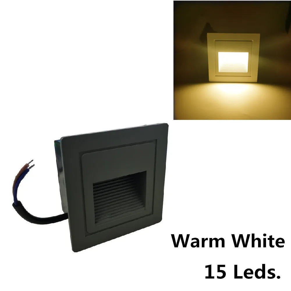 LED Deck Step Light 15Leds IP65 Waterproof Underground Lamp Recessed Stair Paitio Ground Floor Garden Landscape Wall Outdoor