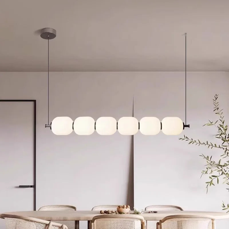 Nordic milk white long chandelier French Retro art pendant lamp restaurant kitchen island table dining room lighting fixtures