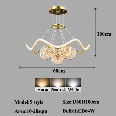 Modern LED Pendant Lights Romantic Bubble Chandeliers For Living Dining Room Bedroom Dimmable Lighting Home Decor Lustre Fixture