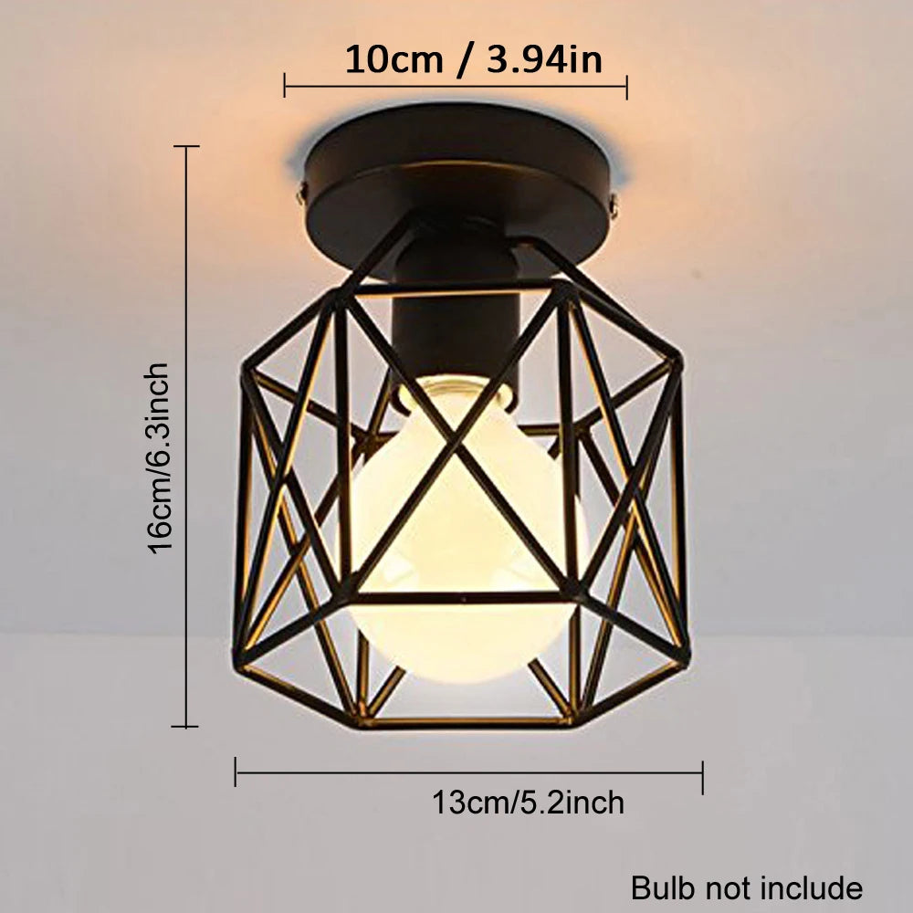 Modern LED Pendant Light Iron Gold Black Minimalist Metal Cage Pendant Lamp Living Room Restaurant Shop Bar Fixture Decoration