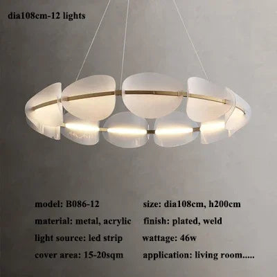 Modern Acrylic Leaf Led Chandeliers Lighting Living Dining Room Decor Pendant Lamp Home Bedroom Kitchen Hanging Lights Luminaire