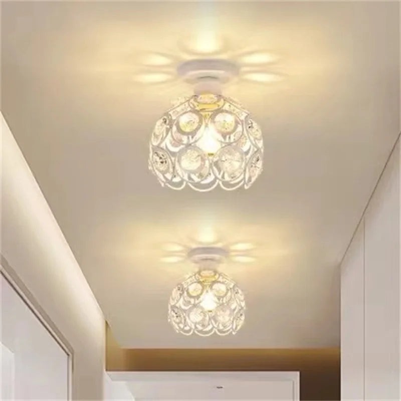 Modern Pendant Lighting Ceiling Lamp For Hallway Mini E27 Chandelier Crystal Semi Flush Mount Lamp Corridor Fixture Lustre Decor