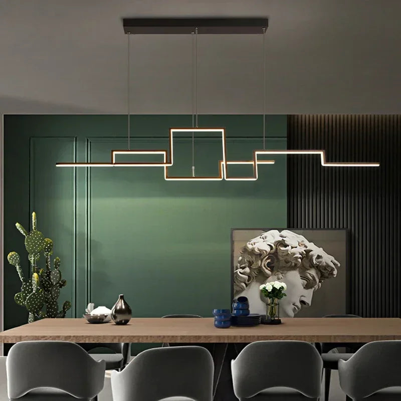 Nordic Simple Geometry Led Chandeliers Lighting Dimmable Living Dining Room Pendant Lights Home Decor Kitchen Bar Hanging Lamps