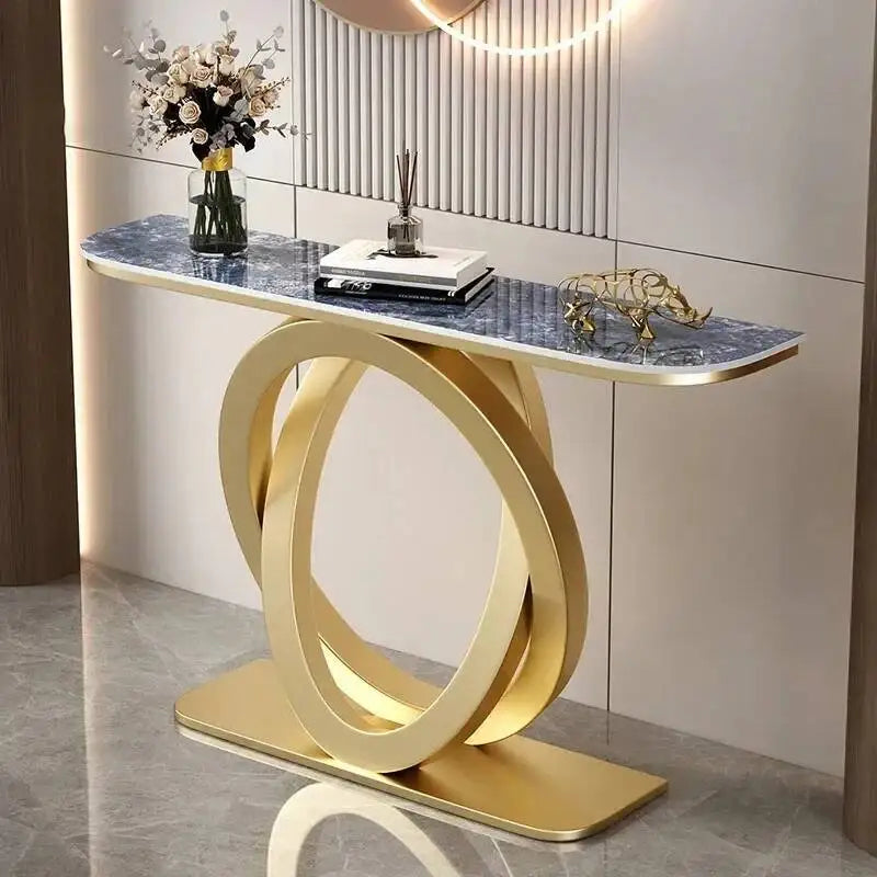 Luxury tablet computer console table, Italian semi-circular iron entrance cabinet table, home furniture creative corridor end