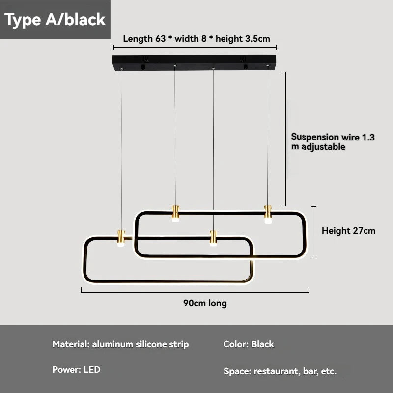 Modern Dining Table Bar Table Lamp Household Kitchen Minimalist with Spotlight Restaurant Chandelier Simple Long Suspender Lamp