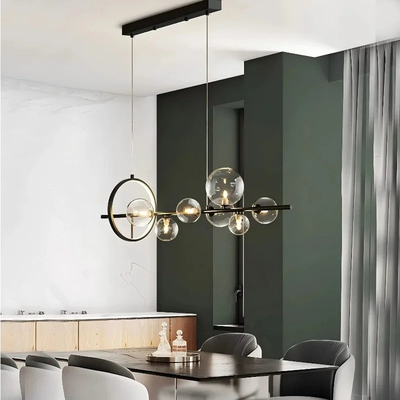 Nordic Pendant Light for Restaurant Bar Modern Simple Luxury Design Long Glass Bubble Strip Middle Sized Creative Lamp