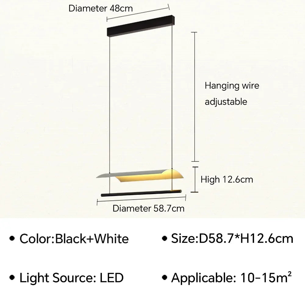Long pendant lights LED minimalist hanging light Lamina Eaves Tile Lampshade For Office Restaurant Kitchen Island Light Fixture