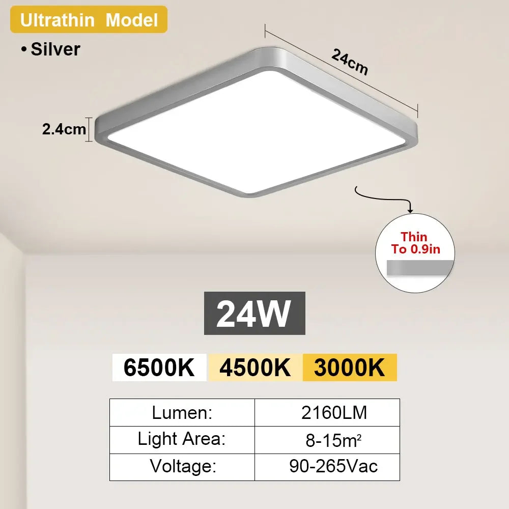 Ultrathin LED Ceiling Light Flush Mount Slim Lighting Fixture 24W 36W Bright Square Led Ceiling Lamp for Bedroom Hallway Kitchen