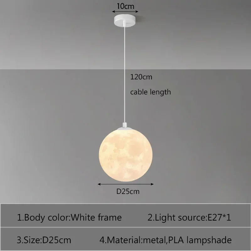 Nordic LED Moon Pendant Chandeliers Lighting for Dining Room Kitchen Restaurant Bar Decor Hanging Bedside Lights Suspension Lamp