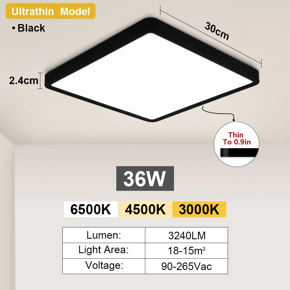 Ultrathin LED Ceiling Light Flush Mount Slim Lighting Fixture 24W 36W Bright Square Led Ceiling Lamp for Bedroom Hallway Kitchen