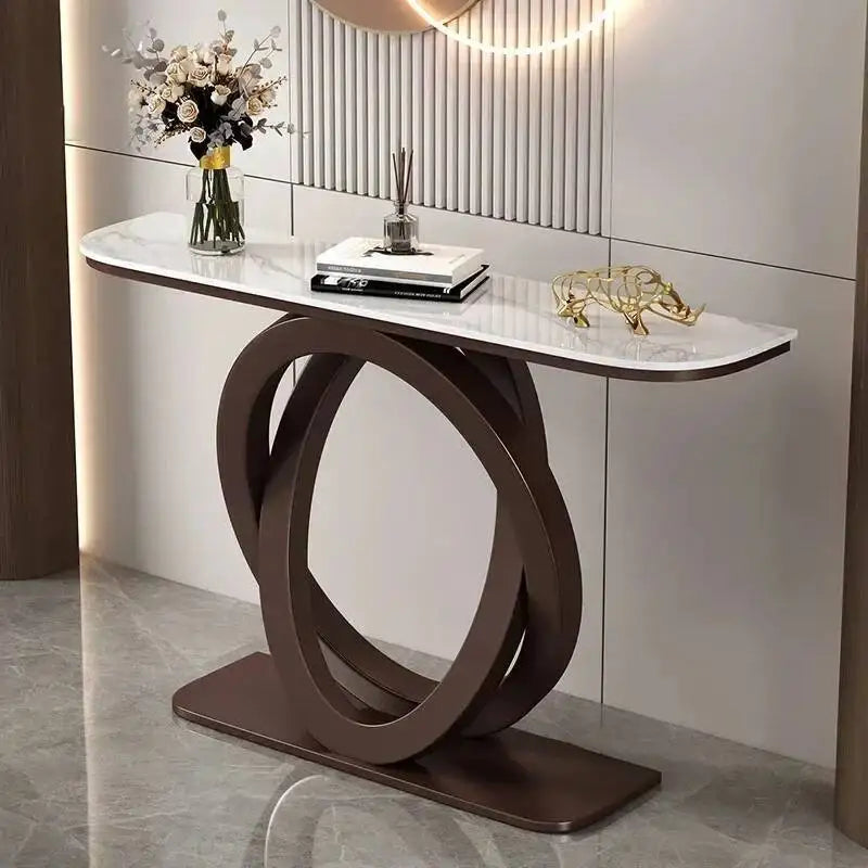 Luxury tablet computer console table, Italian semi-circular iron entrance cabinet table, home furniture creative corridor end
