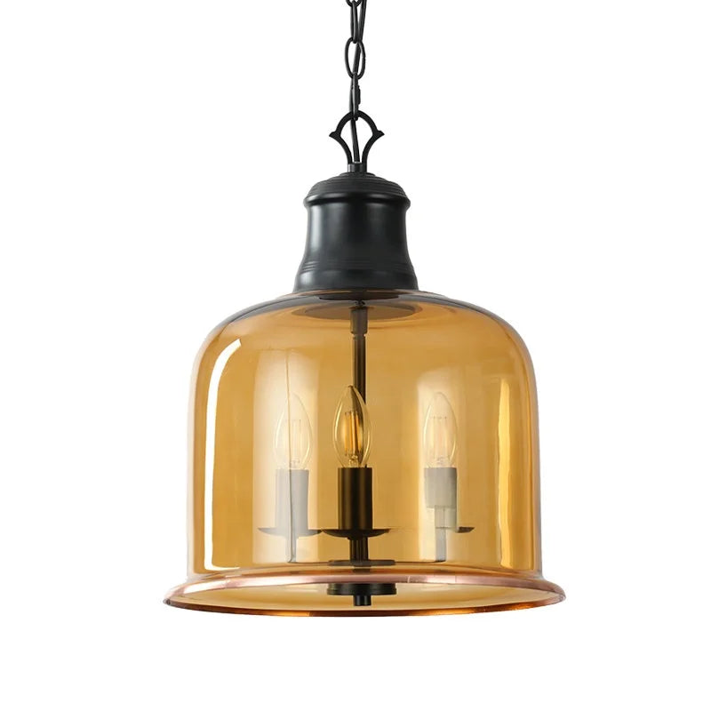 American Retro Led Pendant Light Transparent Glass Home Decoration Living Room Bedroom Island Table Three Color Light Fixture