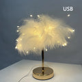 Modern Feather Table Lamp Bedroom Table Lamp Bedside Lving Room  Coffee Decorative Lights Christmas Decoration Romantic Ligsting