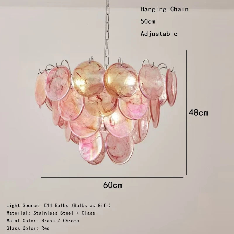 Vintage Lighting Fixture Italy Designer Red Glass Chandeliers LED Hanging Lamp for Ceiling Room Decor Lustre Cottage