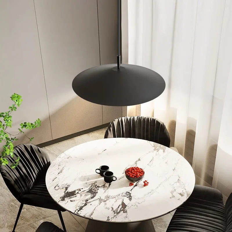 Modern Dimmable LED Pendant Light White Black Metal Minimalist Kitchen Bar Restaurant Dining Room Lamp Wire Adjustable