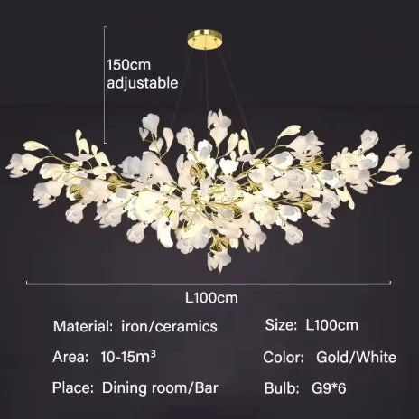 Luxury Ginkgo Led Chandeliers Living Dining Room Lighting Lustre Decor Pendant Lights Indoor Hotel Bar Hanging Lights Fixture