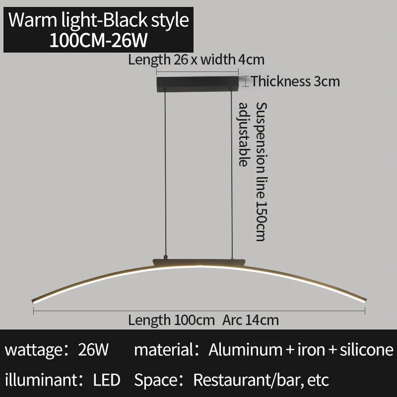 Modern LED Pendant Light Minimalist Bedroom Decor Bedside Background Pendant Lighting Dimming Chandeliers for Dining Room