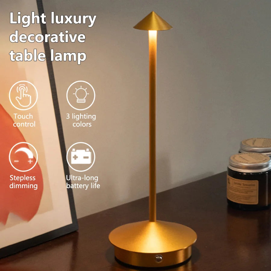 Simple Style Iron Table Lamp Bedside Table Living Room Art Ornaments Three Colors Dimmable Models Touch LED Decorative Lamps