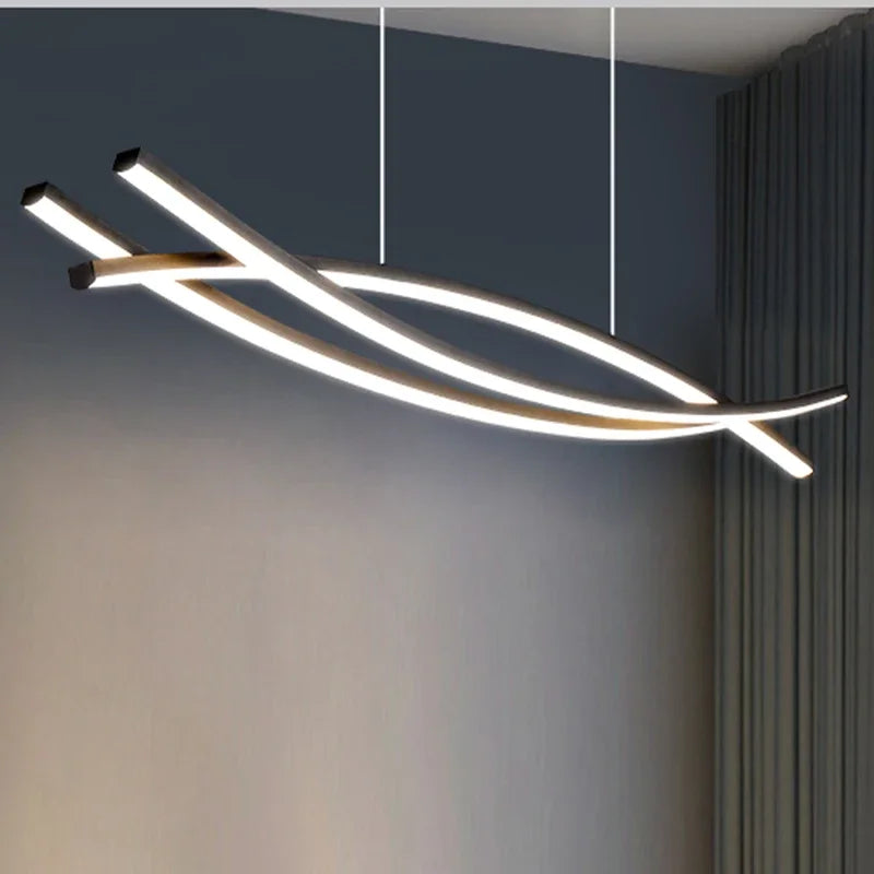 Modern Simple Dining Table Room Chandelier Nordic Light Luxury Long Bar Hanging Lamp Fashion Home Decor Indoor Pendant Lighting