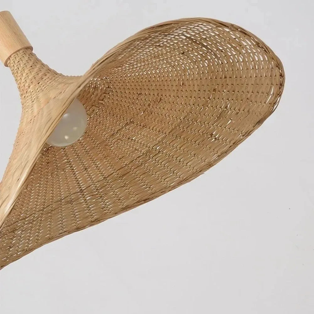 Pendant Light Rattan Hanging Lights Cord Bamboo Hanging Lamp Dimmable Basket Lamp Shade,Hemp Rope Plug in Ceiling Light Fixture