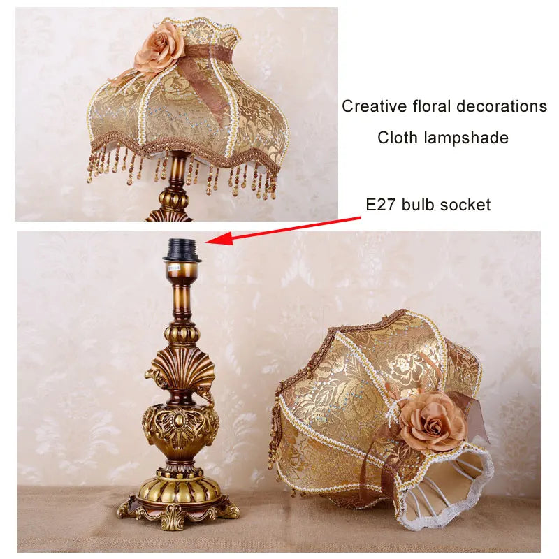 European Style Table Lamp Bedroom Bedside Lamp Creative Luxury Home American Style Retro Celebration Desk Lamp Modern Night Lamp