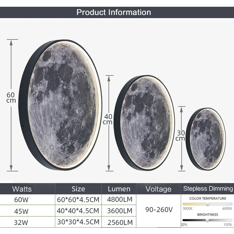 LED Dimmable Flush Mount Ceiling Light Fixture with Remote Control, Moon Wall Lamp Decorative for Bedroom,Hallway and Bedside
