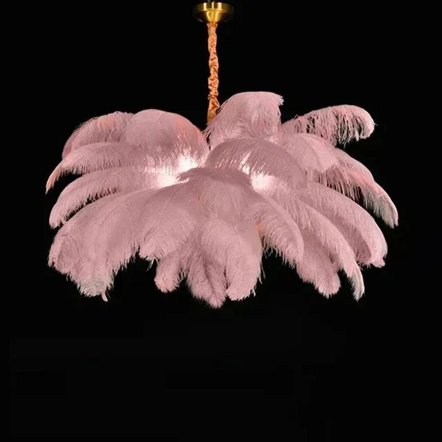 Nordic LED Feather Pendant Lamp Ins Girl Ceiling Chandelier for Living Room Bedroom Minimalist Home Decor Creative Lighting