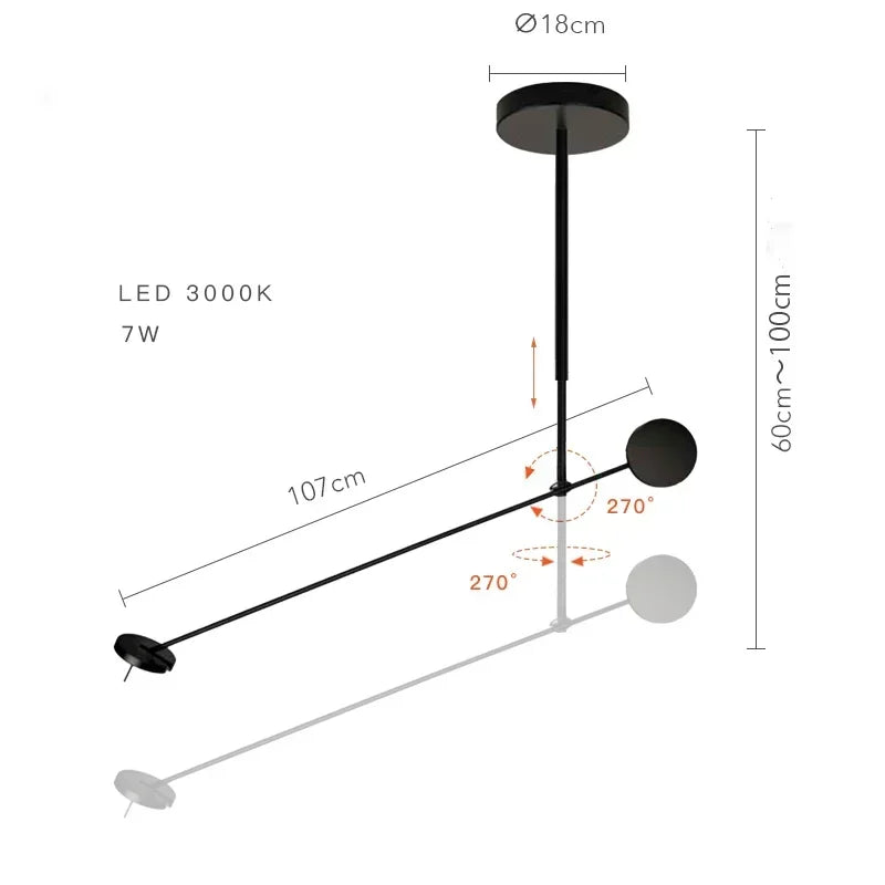 Creative Led Chandelier Black Lustre Adjustable Indoor Lights Bedroom Hanging Lamp Living Room Dining Room Lighting Fixtures