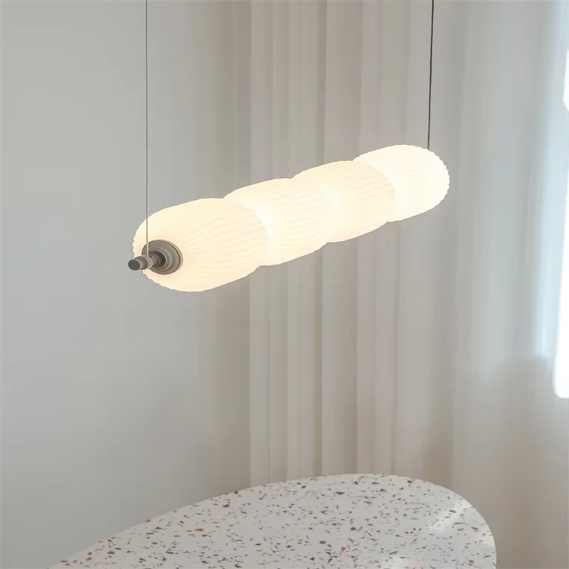 Nordic milk white long chandelier French Retro art pendant lamp restaurant kitchen island table dining room lighting fixtures