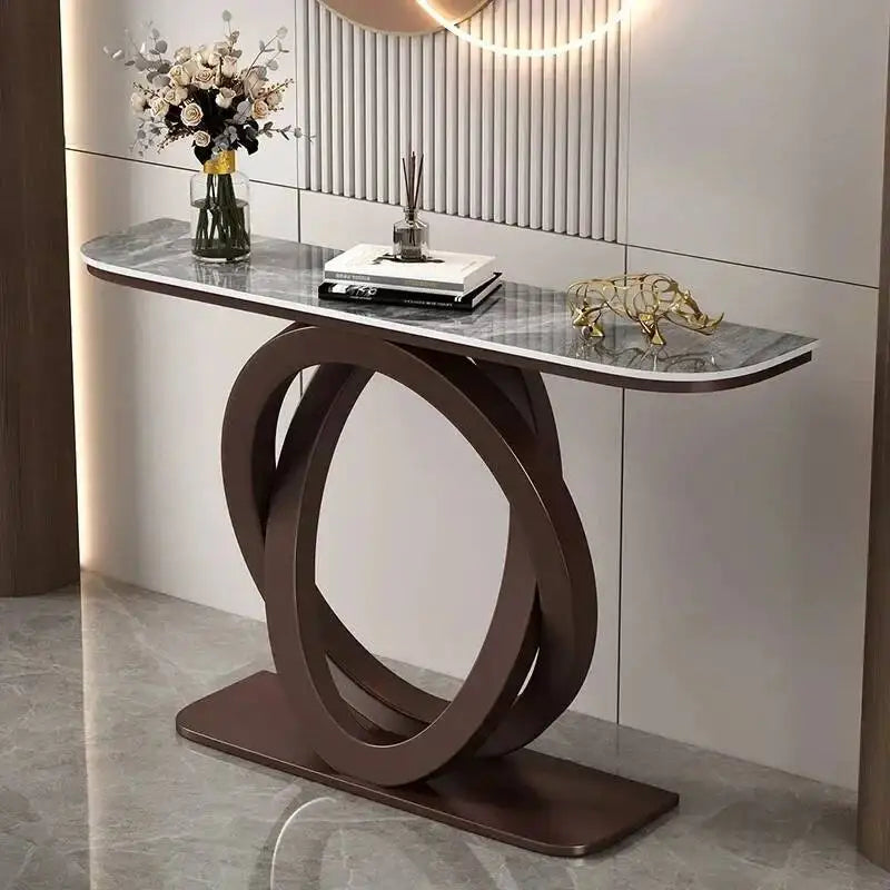 Luxury tablet computer console table, Italian semi-circular iron entrance cabinet table, home furniture creative corridor end