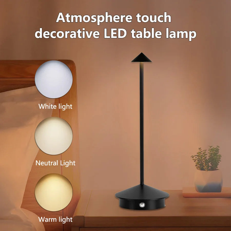 Simple Style Iron Table Lamp Bedside Table Living Room Art Ornaments Three Colors Dimmable Models Touch LED Decorative Lamps
