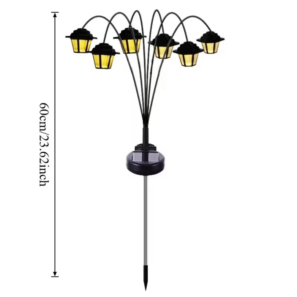 Solar Outdoor Lantern Light with 6 Warm LEDs Retro Garden Decor for Patio Yard Pathway Landscape Lighting