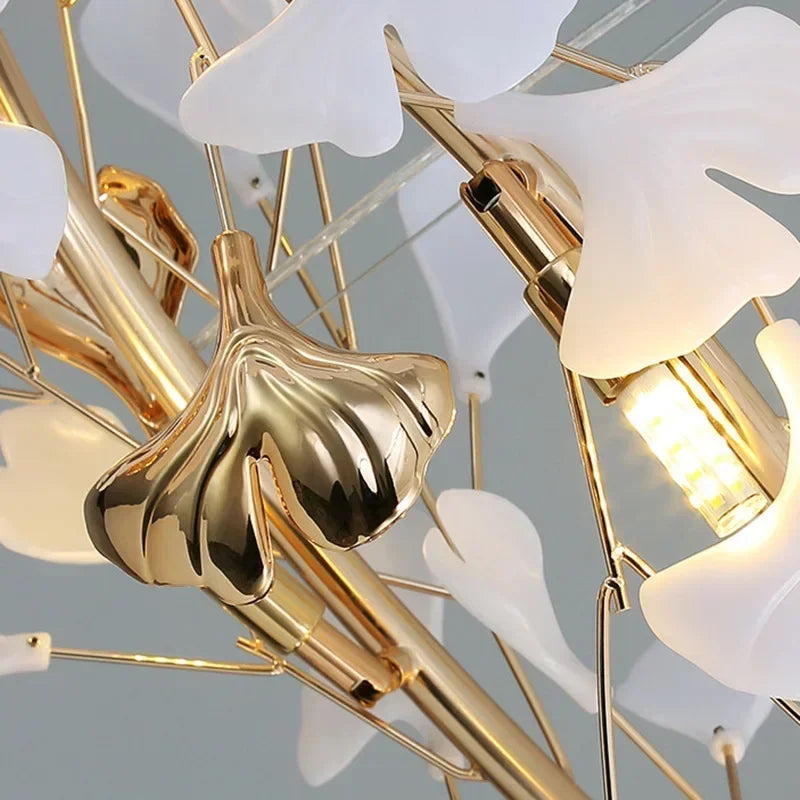 Luxury Ginkgo Led Chandeliers Living Dining Room Lighting Lustre Decor Pendant Lights Indoor Hotel Bar Hanging Lights Fixture