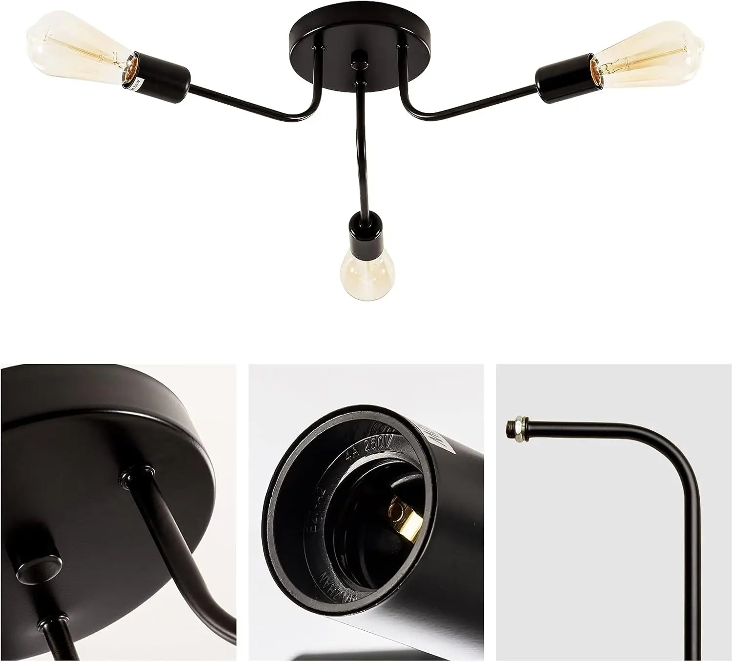 Semi Flush Mount Modern Chandelier Mid Century Modern Chandelier Close to Ceiling Lighting Black Ceiling Light Fixture Sputnik