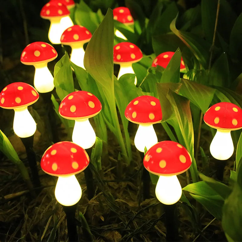 8/12/20LED Solar Landscape Ground Lights Cute RED Mushroom Lawn Lamp Wedding Holiday Courtyard Christmas Outdoor Garden Decorati