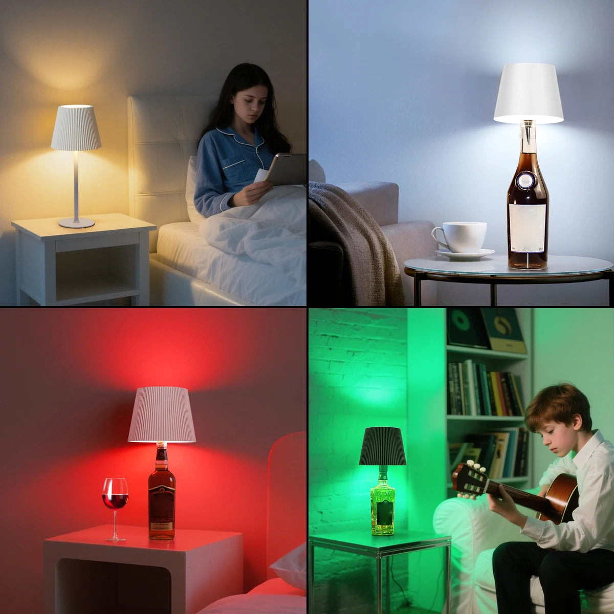LED Bedside Table Lamp DIY Lamp Base Desk Lamp Dimmable Night Reading Book Light USB Rechargeable Atmosphere Lighting