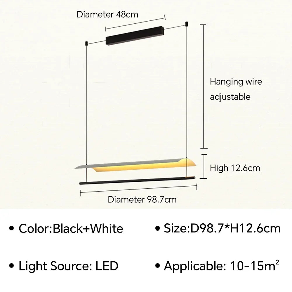 Long pendant lights LED minimalist hanging light Lamina Eaves Tile Lampshade For Office Restaurant Kitchen Island Light Fixture