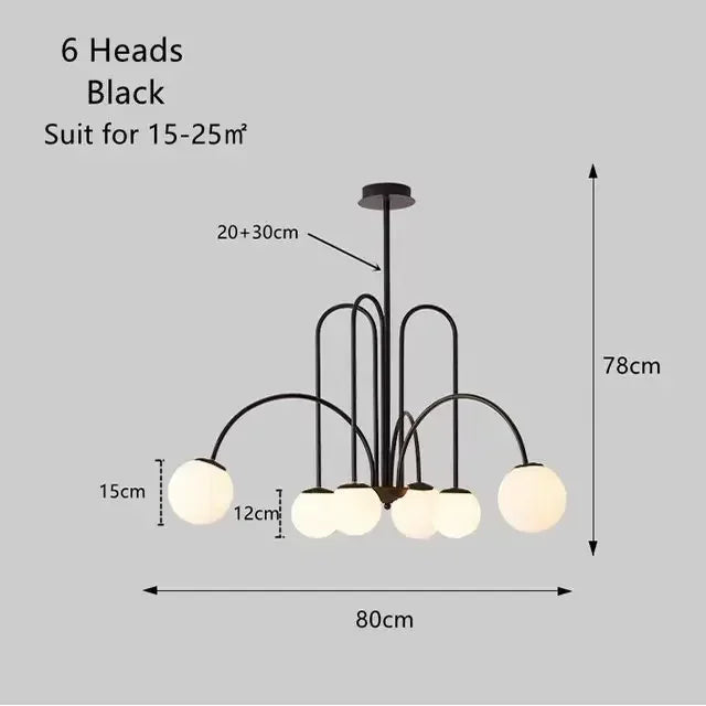 Postmodern Magic Beans Milky Glass Ball Ceiling Chandelier for Kitchen Island Dining Table Living Bar Indoor LED Decor Lighting