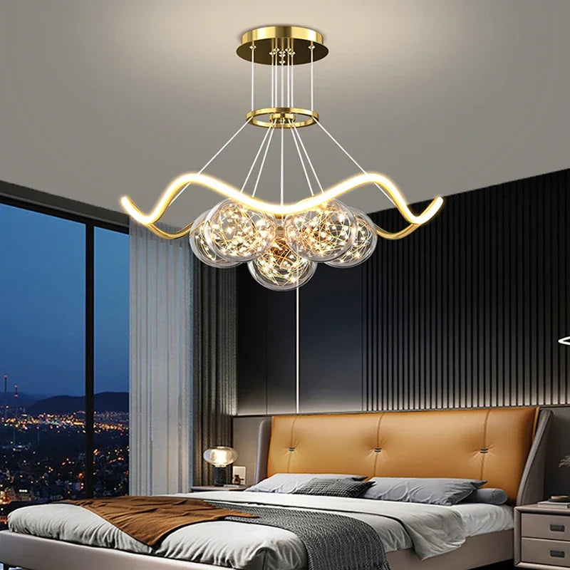 Modern LED Pendant Lights Romantic Bubble Chandeliers For Living Dining Room Bedroom Dimmable Lighting Home Decor Lustre Fixture