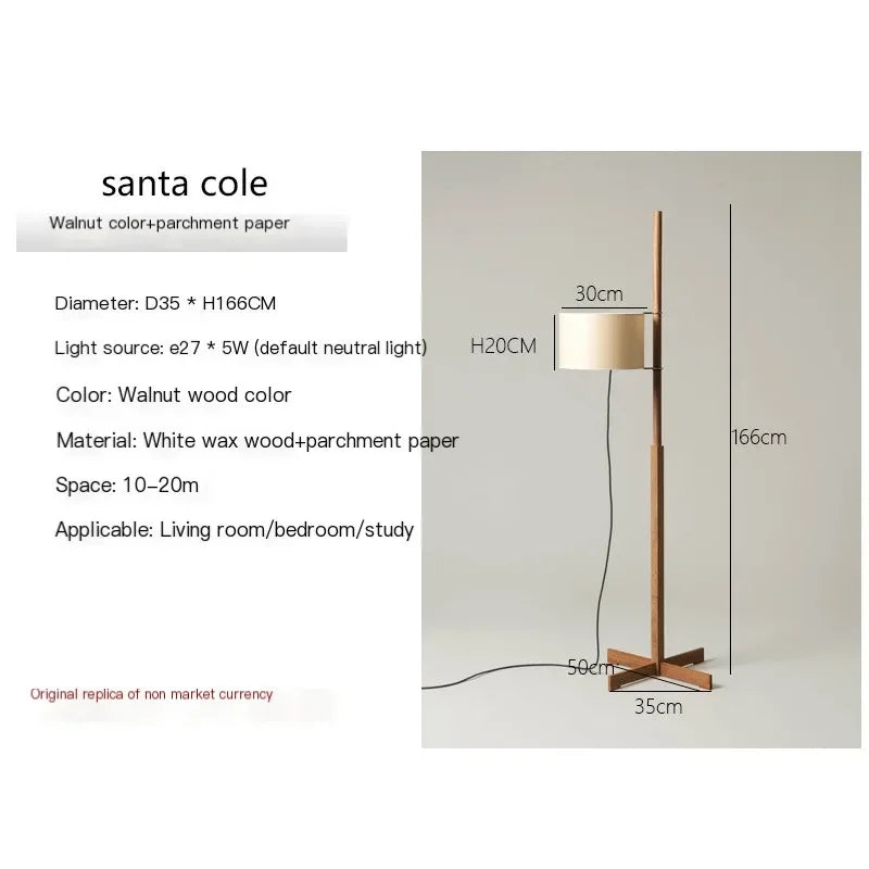 Walnut Floor Lamp Designer fabric Liftable adjustable floor light bedroom bedside decoration sofa corner Retro Wooden floor lamp