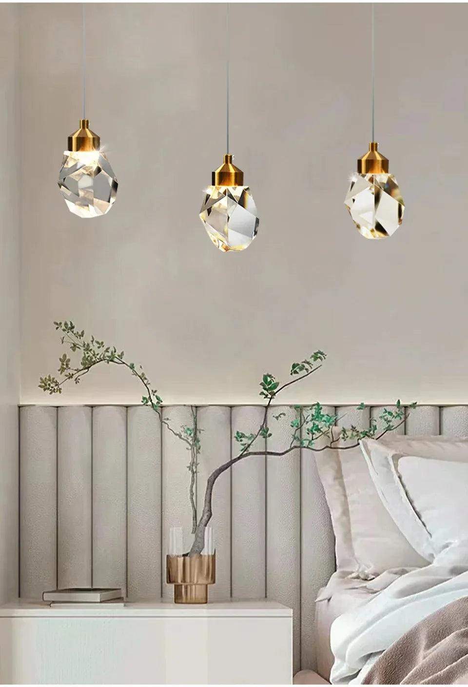 Luxury Pendant Lights For Dining Living Room Bedroom Bedside Kitchen Cafe Bar Indoor Decor LED Crystal Hanging Ceiling Lamps