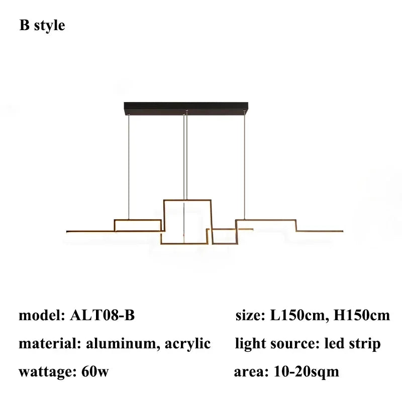 Nordic Simple Geometry Led Chandeliers Lighting Dimmable Living Dining Room Pendant Lights Home Decor Kitchen Bar Hanging Lamps