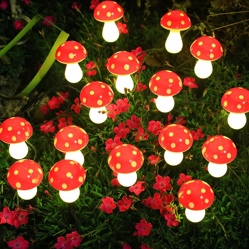 8/12/20LED Solar Landscape Ground Lights Cute RED Mushroom Lawn Lamp Wedding Holiday Courtyard Christmas Outdoor Garden Decorati