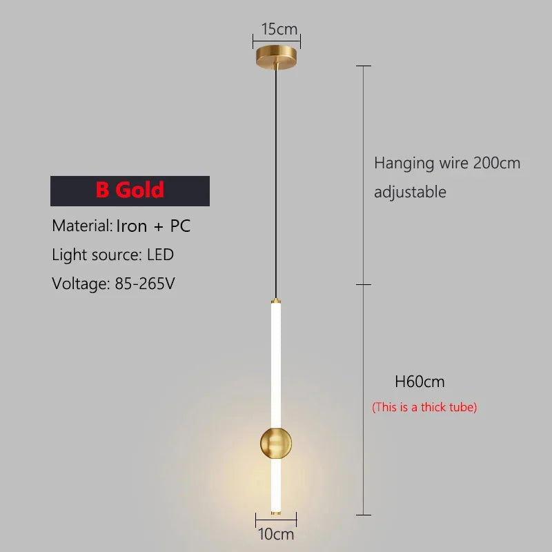 Minimalist Pendant Light Bedroom Hanging Lamp Long Line Lighting Black/Gold Living Room TV Background Wall Decor Wire Suspension