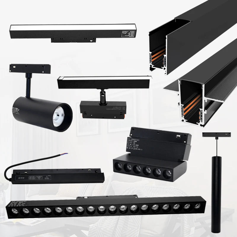 Modern Magnetic Track Light Ceiling Lamp Embedded Spotlight Floodlight, Livingroom Lighting Magnetic Rail Indoor Lighting System