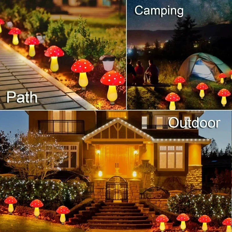 8/12/20LED Solar Landscape Ground Lights Cute RED Mushroom Lawn Lamp Wedding Holiday Courtyard Christmas Outdoor Garden Decorati