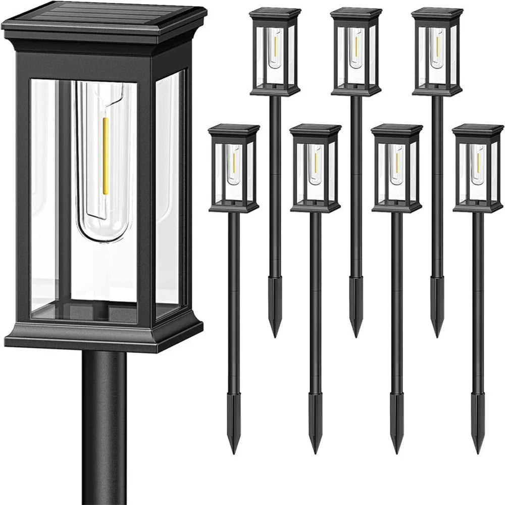 Outdoor Solar Path Lights IP65 Waterproof Landscape Lighting Warm white For Sidewalks Driveways Lawns Terraces Courtyard Garden